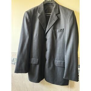 Mondo New Line Charcoal Gray Striped Men's Jacket SZ 48 Italy EUC